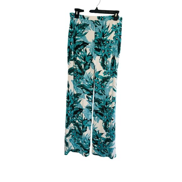 Jack Womens M Wide-Leg Pants Blue & Green Ikat Print 95% Rayon 5% Spandex - Picture 1 of 9
